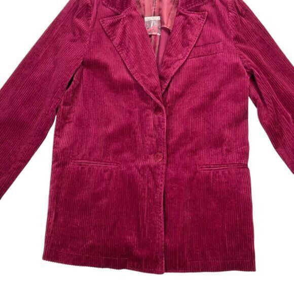 Newport News VTG Corduroy Blazer Womens 10 Burgundy Single Breasted Jacket New - Picture 5 of 16
